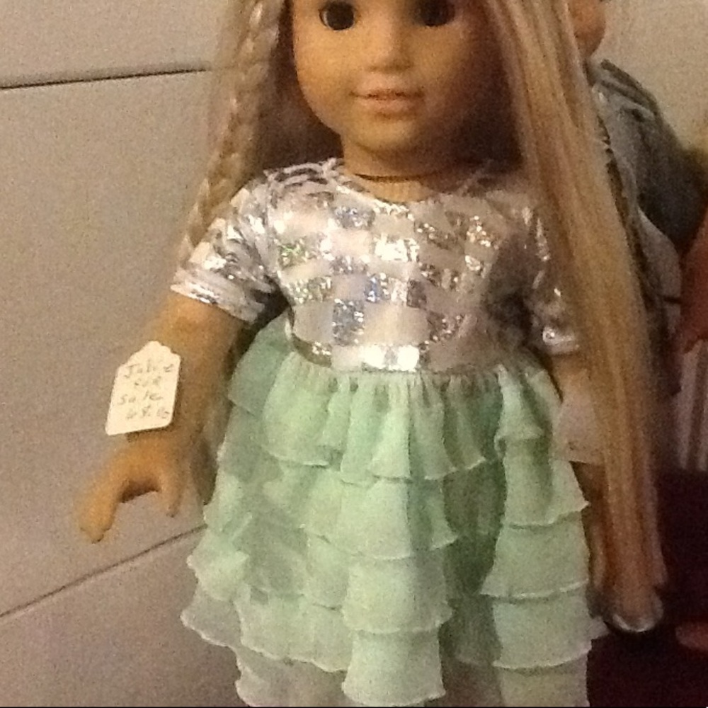 American girl Aqua  ruffle dress